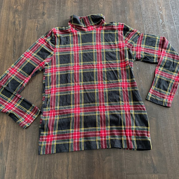 J. Crew Tops - J. Crew Tissue Turtleneck Women's Medium Stewart Plaid Long Sleeve 100% Cotton